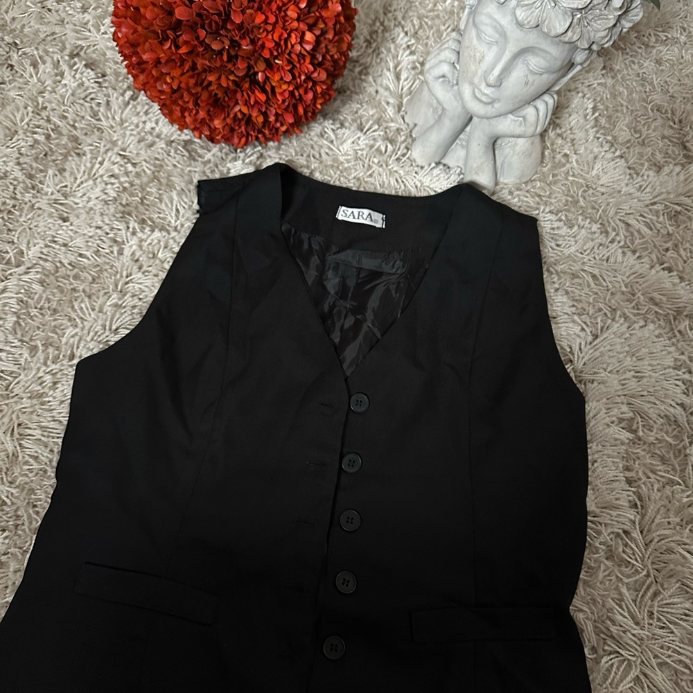 Sara Black Button-Up Vest